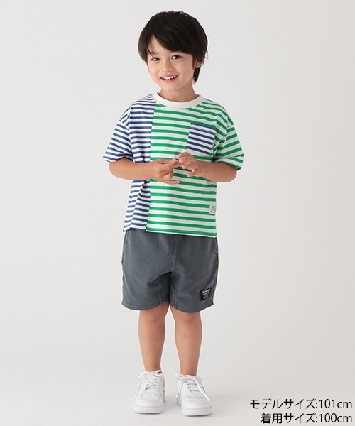 petit main（プティマイン）の「ボーダー切替Ｔシャツ（Tシャツ/カットソー・キッズ・ネイビー/イエロー/グリーン・110cm/120cm/100cm/130cm/90cm/80ｃｍ）」の16枚目の写真
