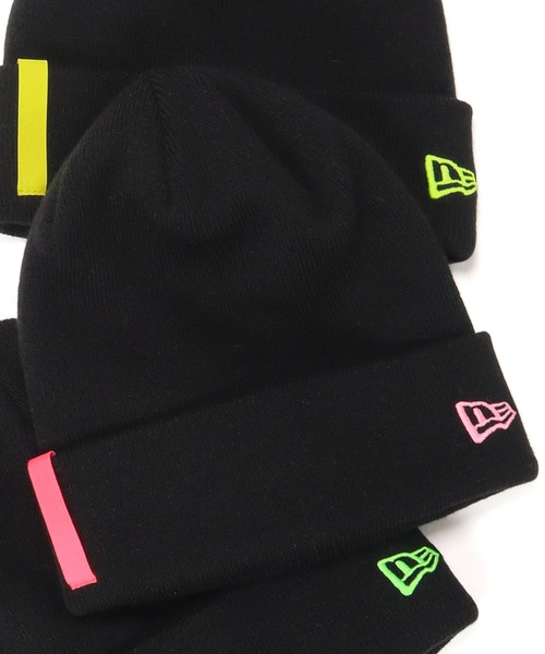 NEW ERA(ニューエラ)の「ニューエラ ニット帽 カフ ネオンカラーテープ(ニットキャップ/ビーニー・メンズ・ブラック系その他/ブラック/ブラック系その他2・FREE)」の2枚目の写真