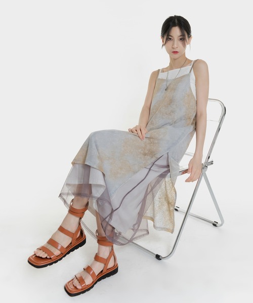 FOLLOWIN（フォロウィン）の「[FLW MADE]タイダイ配色ロングワンピース（ワンピース・レディース・ブラック/ベージュ/グレー・FREE）」の3枚目の写真