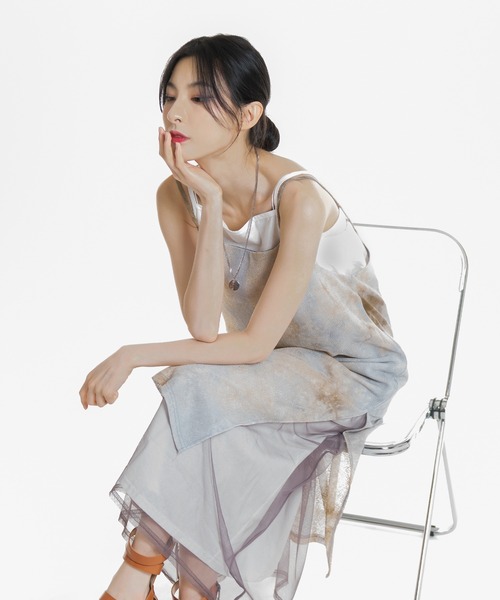 FOLLOWIN（フォロウィン）の「[FLW MADE]タイダイ配色ロングワンピース（ワンピース・レディース・ブラック/ベージュ/グレー・FREE）」の5枚目の写真