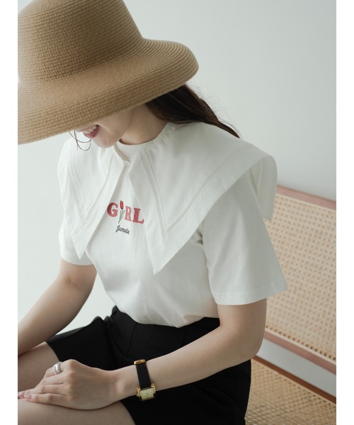 JUMELLE(ジュメロ)の「GIRL刺繍T(Tシャツ/カットソー・レディース・ピンク/ホワイト・FREE)」の16枚目の写真