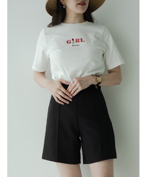 JUMELLE(ジュメロ)の「GIRL刺繍T(Tシャツ/カットソー・レディース・ピンク/ホワイト・FREE)」の17枚目の写真