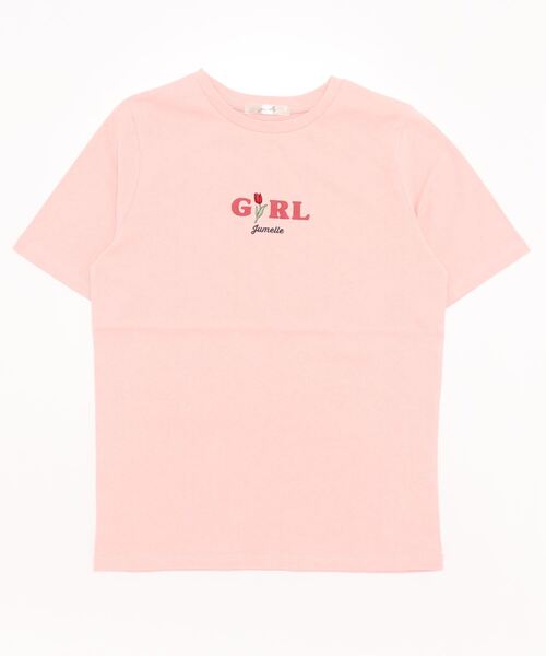 JUMELLE(ジュメロ)の「GIRL刺繍T(Tシャツ/カットソー・レディース・ピンク/ホワイト・FREE)」の9枚目の写真