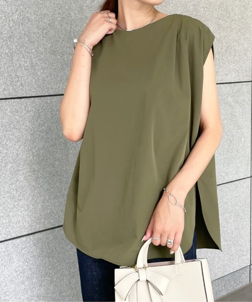 StyleSea（スタイルシー）の「クールタッチ前後2WAYタックフレンチブラウス（シャツ/ブラウス・レディース・ブラック/ベージュ/カーキ/ピンク・FREE）」の3枚目の写真