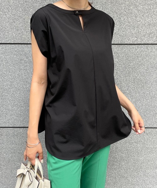 StyleSea（スタイルシー）の「クールタッチ前後2WAYタックフレンチブラウス（シャツ/ブラウス・レディース・ブラック/ベージュ/カーキ/ピンク・FREE）」の6枚目の写真