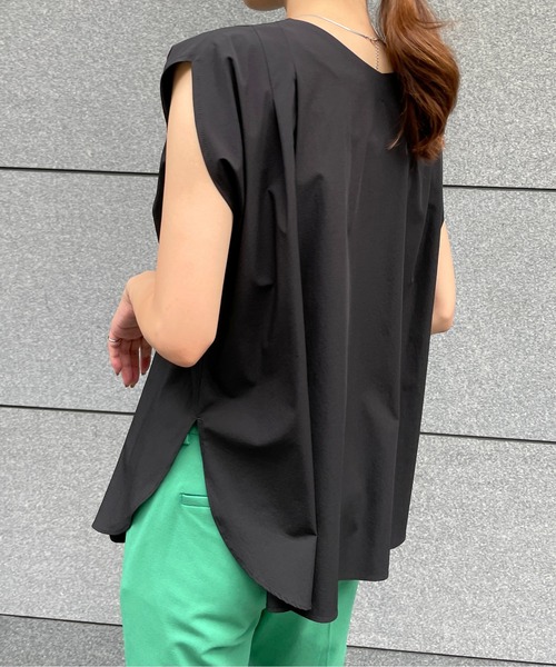 StyleSea（スタイルシー）の「クールタッチ前後2WAYタックフレンチブラウス（シャツ/ブラウス・レディース・ブラック/ベージュ/カーキ/ピンク・FREE）」の10枚目の写真