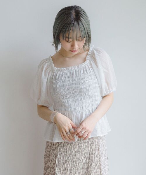 RETRO GIRL（レトロガール）の「ポコポコシャーリングBL（シャツ/ブラウス・レディース・ブラック/オフホワイト/イエロー・FREE）」の8枚目の写真