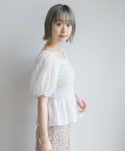 RETRO GIRL（レトロガール）の「ポコポコシャーリングBL（シャツ/ブラウス・レディース・ブラック/オフホワイト/イエロー・FREE）」の13枚目の写真