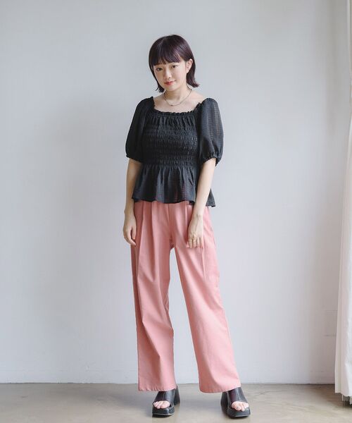 RETRO GIRL（レトロガール）の「ポコポコシャーリングBL（シャツ/ブラウス・レディース・ブラック/オフホワイト/イエロー・FREE）」の16枚目の写真