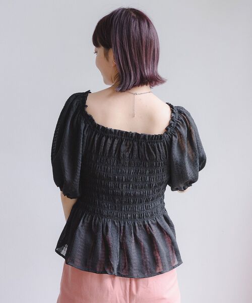 RETRO GIRL（レトロガール）の「ポコポコシャーリングBL（シャツ/ブラウス・レディース・ブラック/オフホワイト/イエロー・FREE）」の14枚目の写真