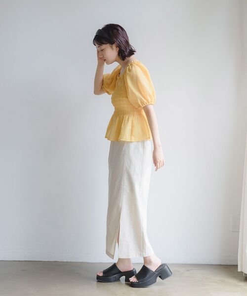 RETRO GIRL（レトロガール）の「ポコポコシャーリングBL（シャツ/ブラウス・レディース・ブラック/オフホワイト/イエロー・FREE）」の5枚目の写真