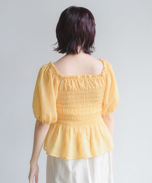 RETRO GIRL（レトロガール）の「ポコポコシャーリングBL（シャツ/ブラウス・レディース・ブラック/オフホワイト/イエロー・FREE）」の18枚目の写真