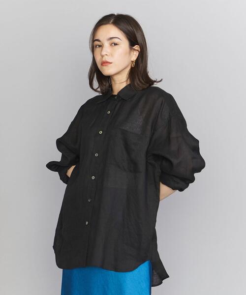 BEAUTY&YOUTH UNITED ARROWS（ビューティーアンドユースユナイテッドアローズ）の「麻 レギュラー シャツ -ウォッシャブル-（シャツ/ブラウス・レディース・ホワイト/ブラック/ライム・FREE）」の2枚目の写真