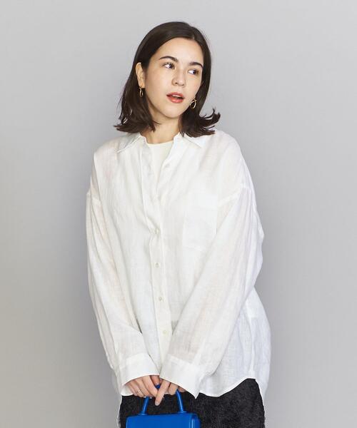 BEAUTY&YOUTH UNITED ARROWS（ビューティーアンドユースユナイテッドアローズ）の「麻 レギュラー シャツ -ウォッシャブル-（シャツ/ブラウス・レディース・ホワイト/ブラック/ライム・FREE）」の7枚目の写真