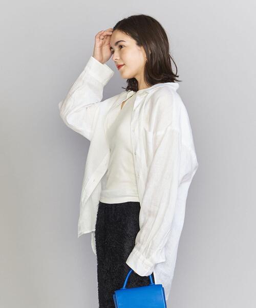 BEAUTY&YOUTH UNITED ARROWS（ビューティーアンドユースユナイテッドアローズ）の「麻 レギュラー シャツ -ウォッシャブル-（シャツ/ブラウス・レディース・ホワイト/ブラック/ライム・FREE）」の8枚目の写真