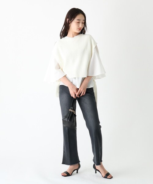 OPAQUE.CLIP(オペークドットクリップ)の「◆オーガニックコットンデニム 205 フレアカットオフ(その他パンツ・レディース・ブルー/ダークネイビー/チャコールグレー・38/42/40/36)」の16枚目の写真