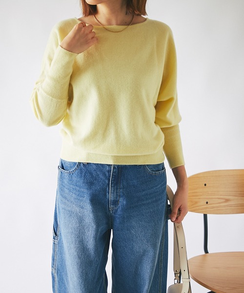 美品 RIVE DROITE ウォッシャブルカシミヤ100Vネックニット