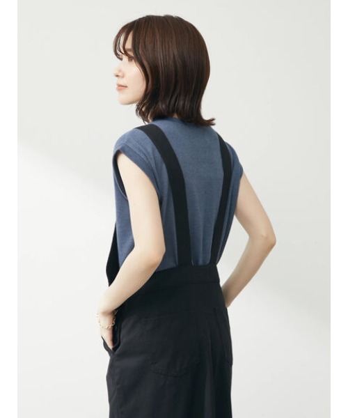 Green　Parks（グリーンパークス）の「ツイル前スリットジャンパースカート（ジャンパースカート・レディース・ベージュ/ブラック・FREE）」の12枚目の写真