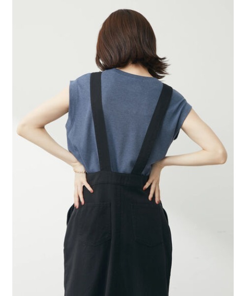 Green　Parks（グリーンパークス）の「ツイル前スリットジャンパースカート（ジャンパースカート・レディース・ベージュ/ブラック・FREE）」の19枚目の写真