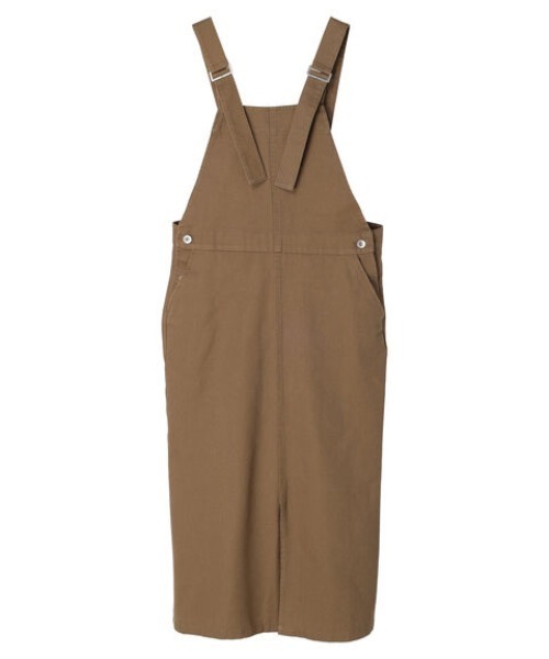 Green　Parks（グリーンパークス）の「ツイル前スリットジャンパースカート（ジャンパースカート・レディース・ベージュ/ブラック・FREE）」の20枚目の写真