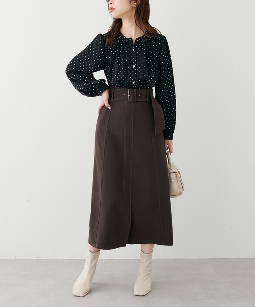 natural couture(ナチュラルクチュール)の「2022AWアイテム/ベルト付きキレイめAラインスカート(スカート・レディース・ブラック/その他2/その他1/ベージュ/ブラウン・FREE)」の19枚目の写真