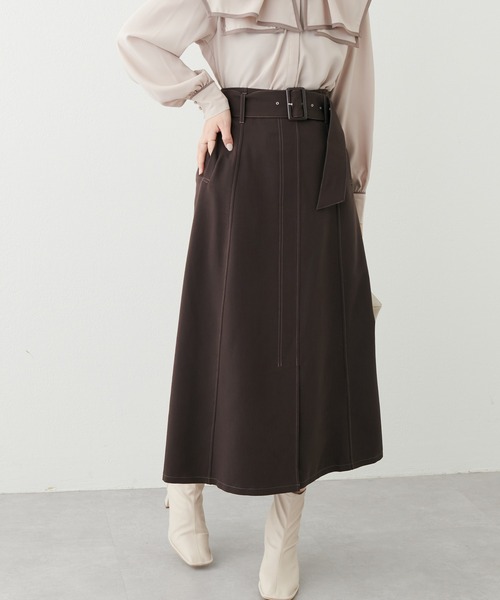 natural couture(ナチュラルクチュール)の「2022AWアイテム/ベルト付きキレイめAラインスカート(スカート・レディース・ブラック/その他2/その他1/ベージュ/ブラウン・FREE)」の12枚目の写真