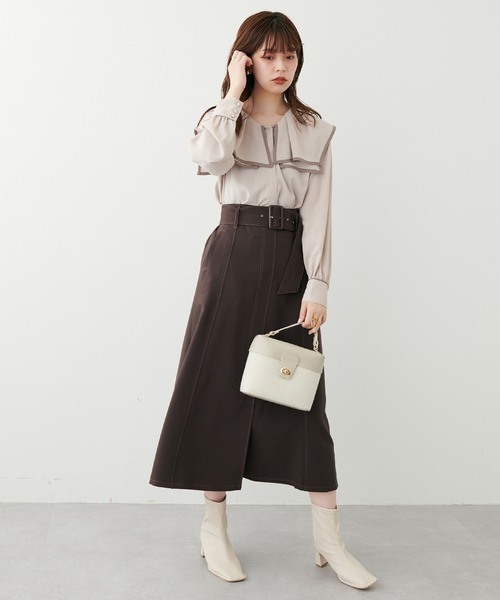 natural couture(ナチュラルクチュール)の「2022AWアイテム/ベルト付きキレイめAラインスカート(スカート・レディース・ブラック/その他2/その他1/ベージュ/ブラウン・FREE)」の13枚目の写真