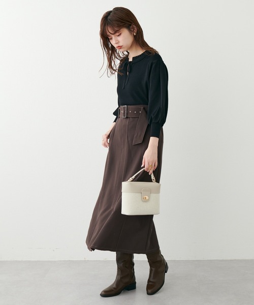 natural couture(ナチュラルクチュール)の「2022AWアイテム/ベルト付きキレイめAラインスカート(スカート・レディース・ブラック/その他2/その他1/ベージュ/ブラウン・FREE)」の17枚目の写真