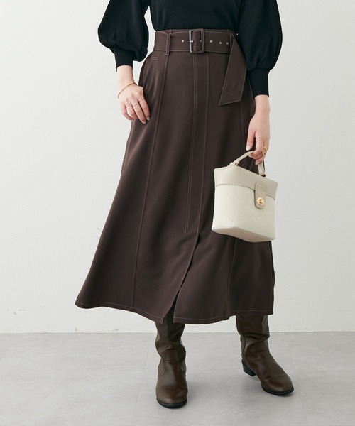 natural couture(ナチュラルクチュール)の「2022AWアイテム/ベルト付きキレイめAラインスカート(スカート・レディース・ブラック/その他2/その他1/ベージュ/ブラウン・FREE)」の15枚目の写真