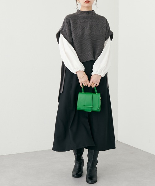 natural couture(ナチュラルクチュール)の「2022AWアイテム/ベルト付きキレイめAラインスカート(スカート・レディース・ブラック/その他2/その他1/ベージュ/ブラウン・FREE)」の9枚目の写真