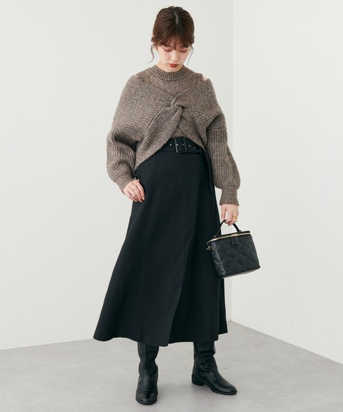 natural couture(ナチュラルクチュール)の「2022AWアイテム/ベルト付きキレイめAラインスカート(スカート・レディース・ブラック/その他2/その他1/ベージュ/ブラウン・FREE)」の8枚目の写真