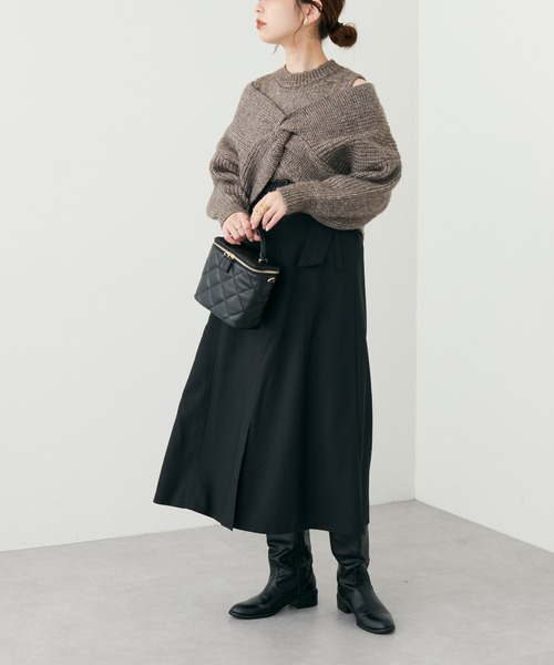 natural couture(ナチュラルクチュール)の「2022AWアイテム/ベルト付きキレイめAラインスカート(スカート・レディース・ブラック/その他2/その他1/ベージュ/ブラウン・FREE)」の7枚目の写真
