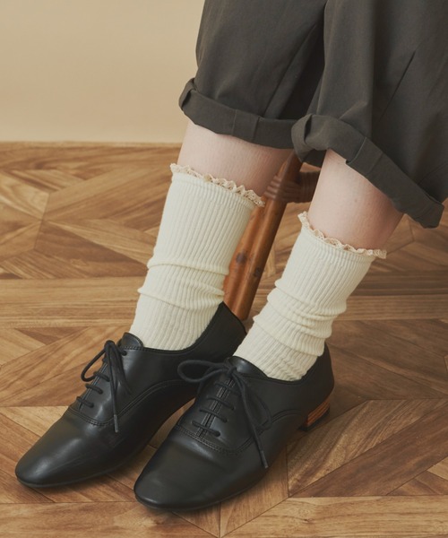 Libra Cue（リブラ キュー）の「クラシックレースソックス（ソックス/靴下・レディース・ブラック/アイボリー・FREE）」の10枚目の写真
