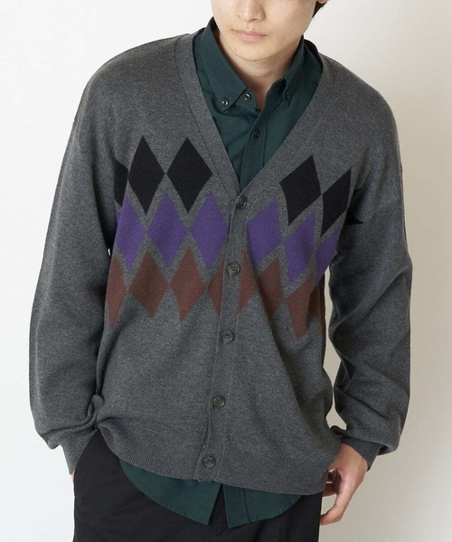 a.v.v（アーヴェヴェ）の「ジャカードワイドシルエットカーディガン（カーディガン/ボレロ・メンズ・グレー/ライトブラウン・46/48/50）」の2枚目の写真