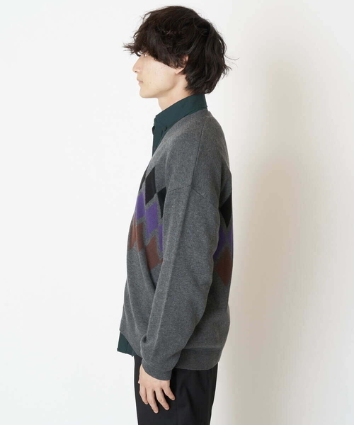 a.v.v（アーヴェヴェ）の「ジャカードワイドシルエットカーディガン（カーディガン/ボレロ・メンズ・グレー/ライトブラウン・46/48/50）」の14枚目の写真