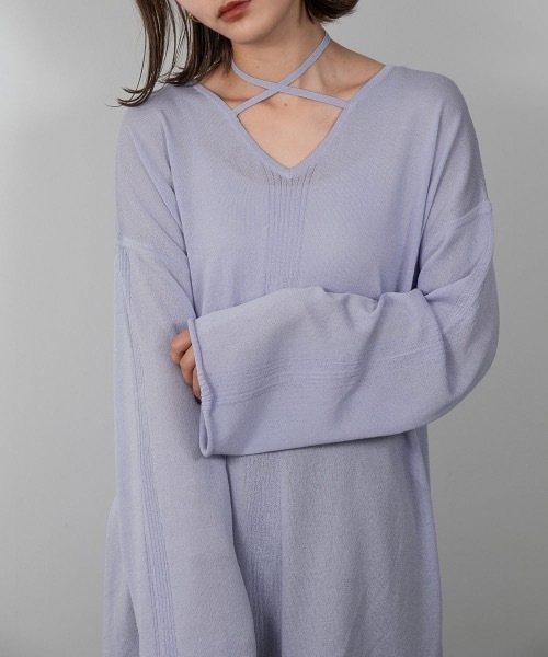 Amiur(エミレ)の「rib line loose knit(ニット/セーター・レディース・ベージュ/パープル系/オレンジ系・FREE)」の2枚目の写真