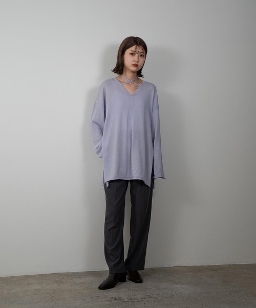 Amiur(エミレ)の「rib line loose knit(ニット/セーター・レディース・ベージュ/パープル系/オレンジ系・FREE)」の7枚目の写真