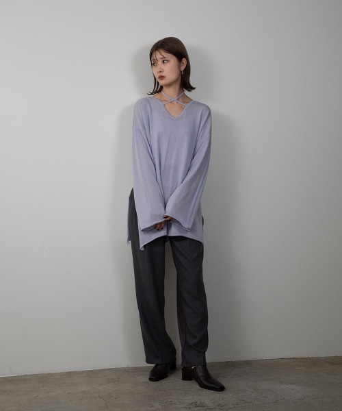 Amiur(エミレ)の「rib line loose knit(ニット/セーター・レディース・ベージュ/パープル系/オレンジ系・FREE)」の8枚目の写真