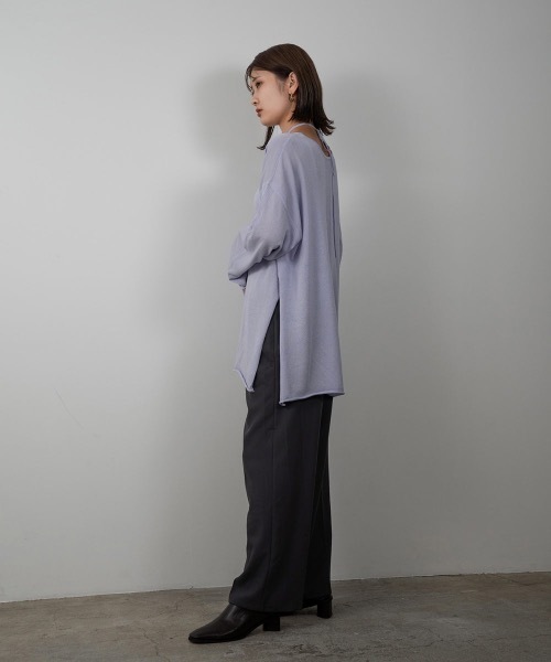 Amiur(エミレ)の「rib line loose knit(ニット/セーター・レディース・ベージュ/パープル系/オレンジ系・FREE)」の9枚目の写真