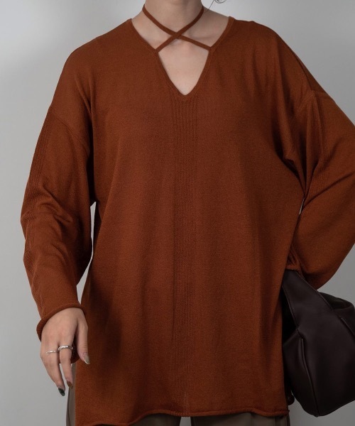 Amiur(エミレ)の「rib line loose knit(ニット/セーター・レディース・ベージュ/パープル系/オレンジ系・FREE)」の10枚目の写真