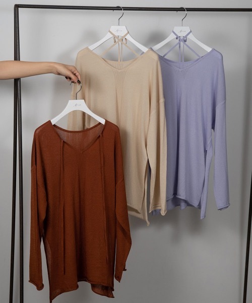 Amiur(エミレ)の「rib line loose knit(ニット/セーター・レディース・ベージュ/パープル系/オレンジ系・FREE)」の12枚目の写真