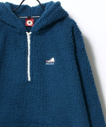 CONVERSE/コンバース オーバーサイズ ボアフリース ハーフジップ パーカー プルオーバー/フーディー/ワンポイント刺繍/オールスター/ロゴ/リブライン
