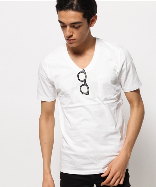 SUPERTHANKS（スーパーサンクス）の「SUPER THANKS(スーパーサンクス) サングラスワッペンTシャツ（Tシャツ/カットソー・メンズ・その他16/ホワイト/ホワイト系その他/その他1/ブラック/ブラック系その他・MEDIUM/SMALL）」の3枚目の写真