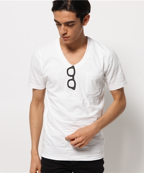 SUPERTHANKS（スーパーサンクス）の「SUPER THANKS(スーパーサンクス) サングラスワッペンTシャツ（Tシャツ/カットソー・メンズ・その他16/ホワイト/ホワイト系その他/その他1/ブラック/ブラック系その他・MEDIUM/SMALL）」の2枚目の写真