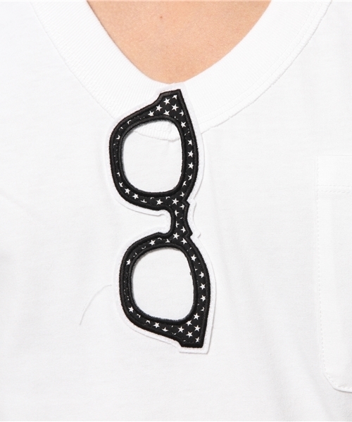 SUPERTHANKS（スーパーサンクス）の「SUPER THANKS(スーパーサンクス) サングラスワッペンTシャツ（Tシャツ/カットソー・メンズ・その他16/ホワイト/ホワイト系その他/その他1/ブラック/ブラック系その他・MEDIUM/SMALL）」の18枚目の写真