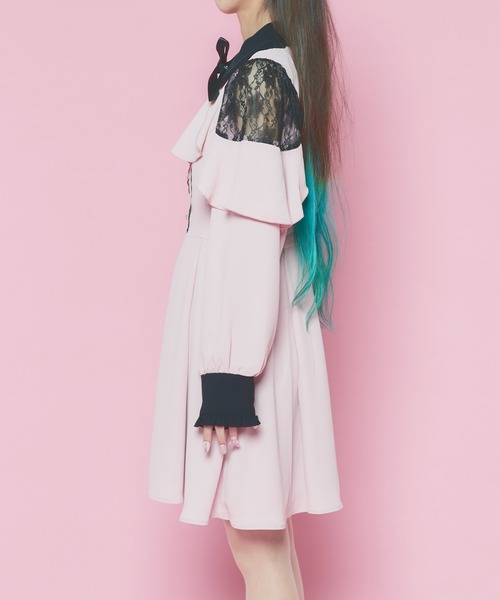 WEGO(ウィゴー)の「WEGO/【一部店限定】肩空きフリルワンピース(ワンピース・レディース・ブラック/ピンク・FREE)」の11枚目の写真