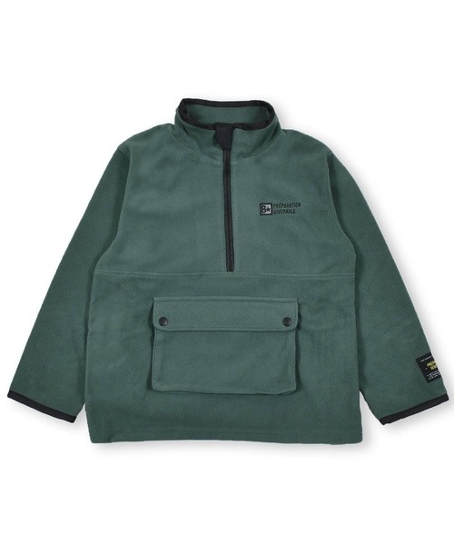 BeBe（ベベ）の「BeBe/フリースハーフジップポケット付きトレーナー(90~150cm)（スウェット・キッズ・グリーン/ブラック・140/100/90/130/150/110/120）」の5枚目の写真