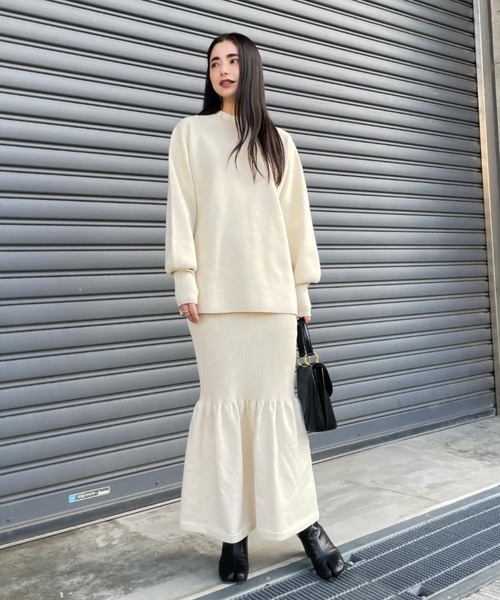 ReNorm(リノーム)の「【井手祐来コラボ】SET UPルーズシルエットニットプルオーバー(ニット/セーター・レディース・オフホワイト/ブラック・フリー)」の4枚目の写真