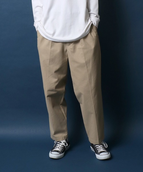 ANPAS（アンパス）の「Heavy Weight Cotton Twill Fabric Tuck Wide Chino Pants/ヘビーウェイト コットンツイル タックワイド チノパンツ スラックス（チノパンツ・メンズ・ブラック/アイボリー/ベージュ・M/L/LL）」の2枚目の写真