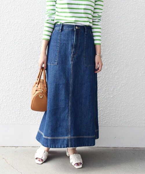 SHIPS any（シップス エニィ）の「SHIPS any:〈ウォッシャブル〉カーゴ ミディ デニム スカート［SHIPS any DENIM］（デニムスカート・レディース・ネイビー・36/38/40）」の7枚目の写真